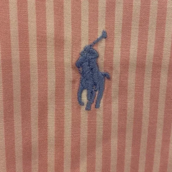 Polo Ralph Lauren Pink Striped Button Up Pony Dress Shirt Mens 16.5 Large (1175) - Picture 3 of 5